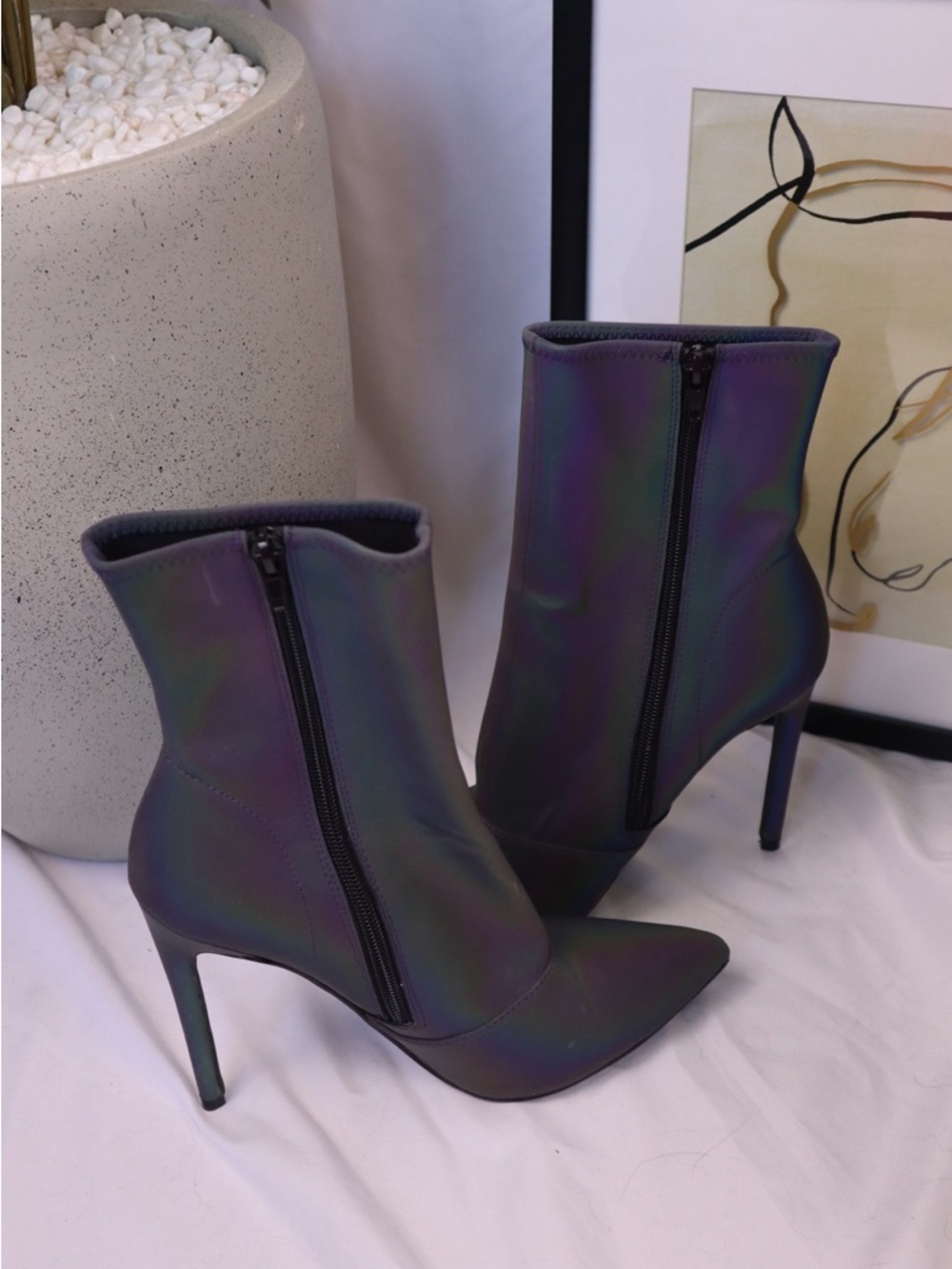Steve Madden Iridescent Pointed-Toe Stiletto Ankle Boots - Party Glam - Picture 3 of 6